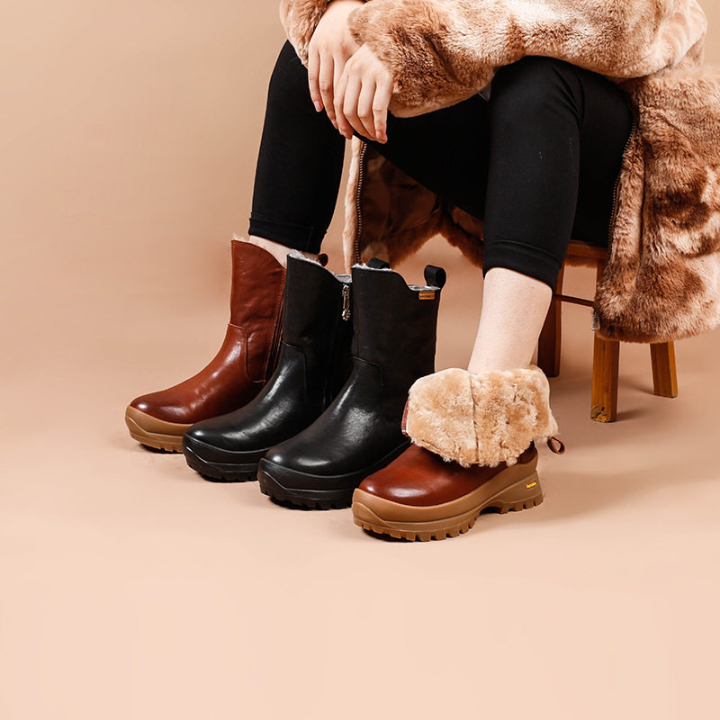 秋冬真皮毛里保暖雪地靴平底厚底女靴子大毛马丁靴一件分销,女鞋,时尚雪地靴,淘宝优惠券,粉丝福利购,淘宝优惠卷
