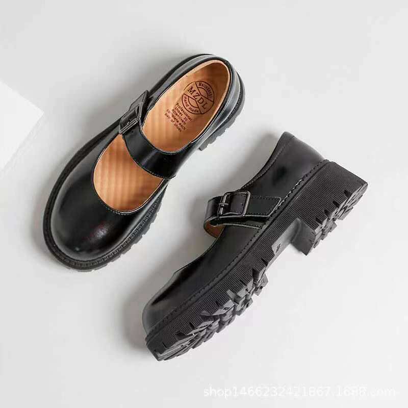 美足动力玛丽珍鞋日系学院风JK制服单鞋厚底圆头魔术贴小皮鞋