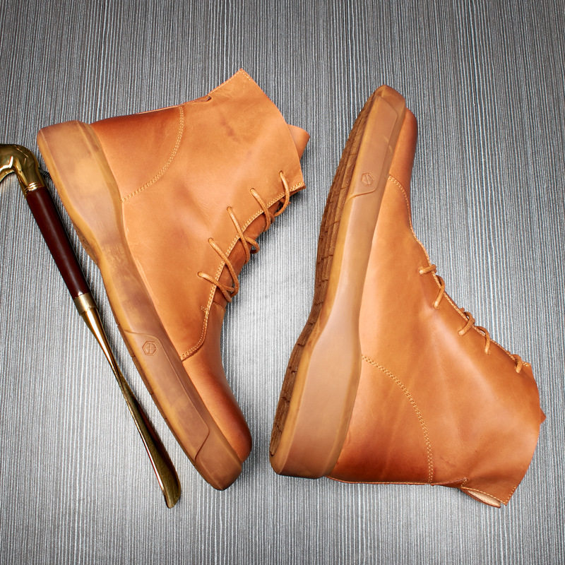 马丁靴男中帮大黄靴英伦风男士皮靴高帮皮鞋真皮男靴秋季沙漠