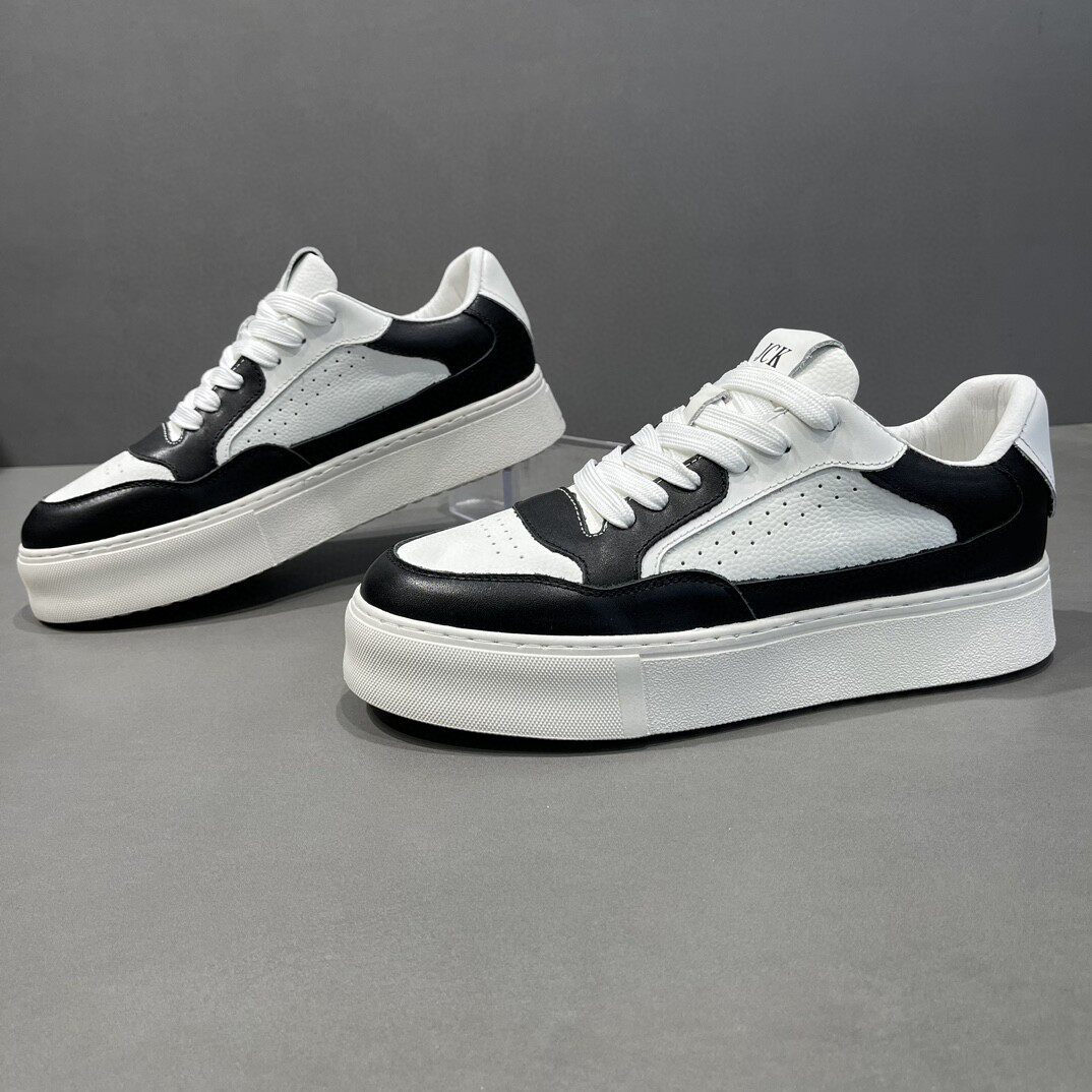 2025春款男士真皮小白鞋子男学生韩版潮流百搭厚底运动鞋休闲板鞋