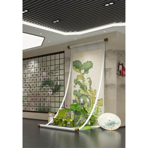 打卡镂空汉服国风挂画造景卷轴画轴定制新中式户外防水道具装饰画