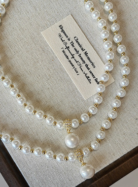 法式珍珠项链女款2025新款爆款珍珠颈链轻奢小众锁骨链高级感配饰