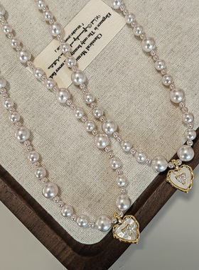 法式珍珠项链女爱心锁骨链2025新款爆款轻奢小众高级感颈链配饰