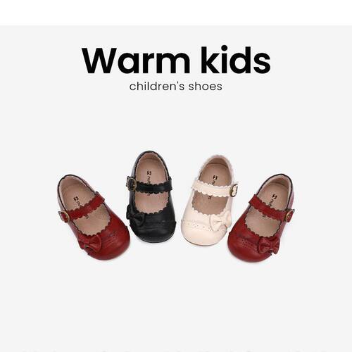 NUBEKIDS童鞋真皮女宝宝学步鞋法式复古玛丽珍鞋女童蝴蝶结公主鞋