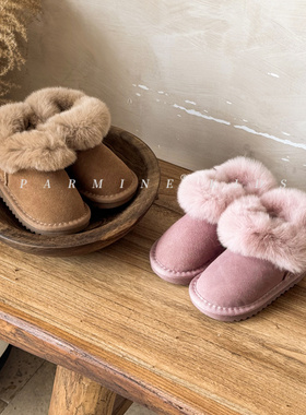 真皮兔毛英国Nube童鞋宝宝雪地靴冬季新款加绒棉靴保暖女童大棉鞋