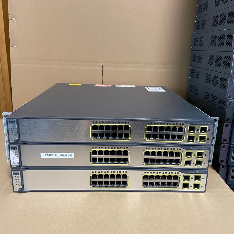 议价Cisco WS-C3750G-24TS-S1U 24口全千兆 4口SFP 三层交