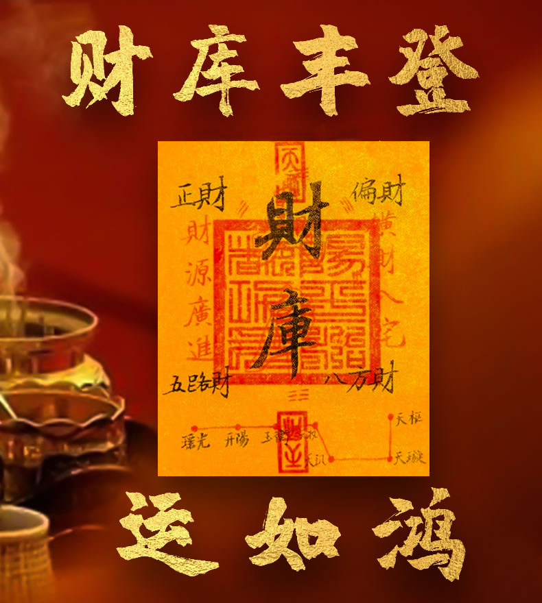 【开库】原创五路财源招财进宝财库手机贴纸手绘手机壳创意卡片