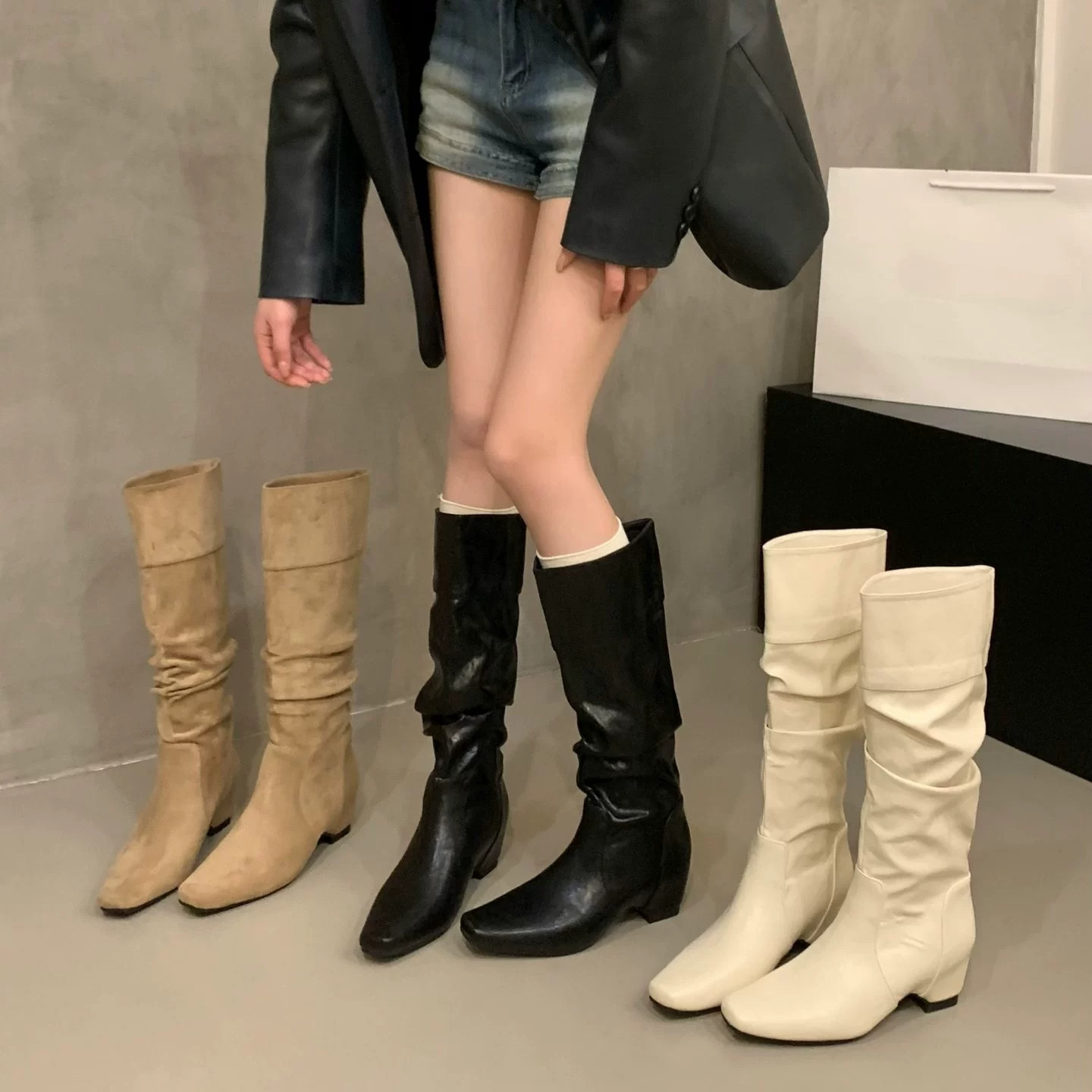 内增高堆堆长筒骑士靴子女