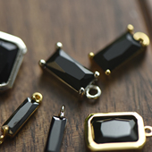 DSz 黑色锆石暗黑吊坠挂件方形包镶挂件铜镀金镀银diy配件手工