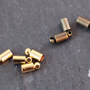 【DSz】多色纯铜皮绳扣头1/2/3mm皮绳蜡绳连接口套管 diy手链项链