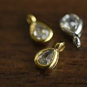 DSz 金色银色包镶水滴型锆石挂件可做链子尾缀diy手工饰品配件