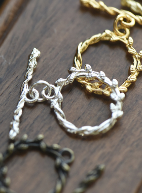 【DSz】OT扣藤蔓花枝叶脉铜镀金银古铜项链手链串珠收尾配件diy