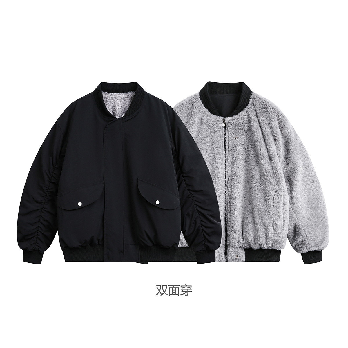 自然男装 2025冬季新款ma1飞行棉服男复古bomber棉衣厚两面穿外套