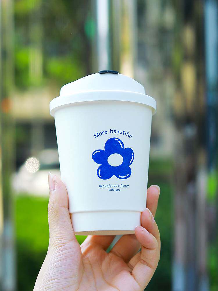一次性咖啡杯带盖便携式外带咖啡纸杯定制商用热饮咖啡外卖打包杯