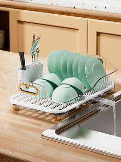 轻奢厨房置物架碗碟碗盘收纳架沥水架家用台面放碗架碗筷收纳盒