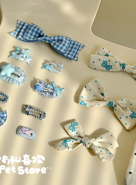 手工迷你碎发宠物bb夹蝴蝶结发夹饰品猫咪头饰约克夏马尔济斯比熊