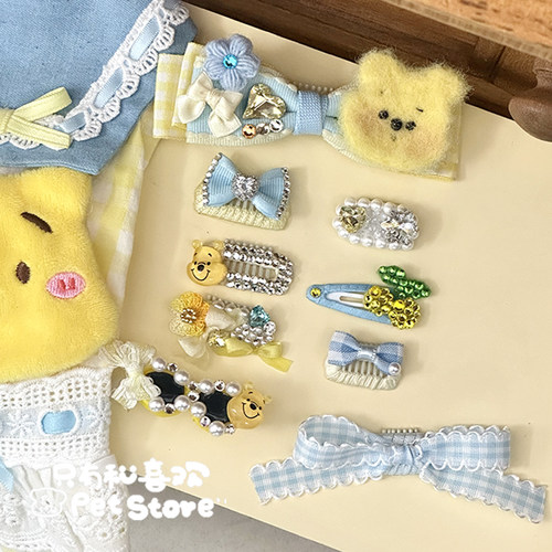 手工迷你碎发宠物bb夹蝴蝶结发夹饰品猫咪头饰约克夏马尔济斯比熊