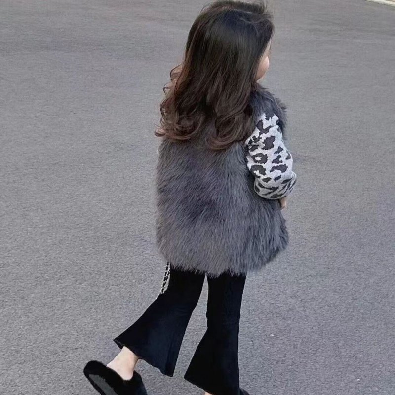 儿童仿皮草马甲新款2025秋冬韩版男女童宝宝百搭洋气毛毛背心外穿