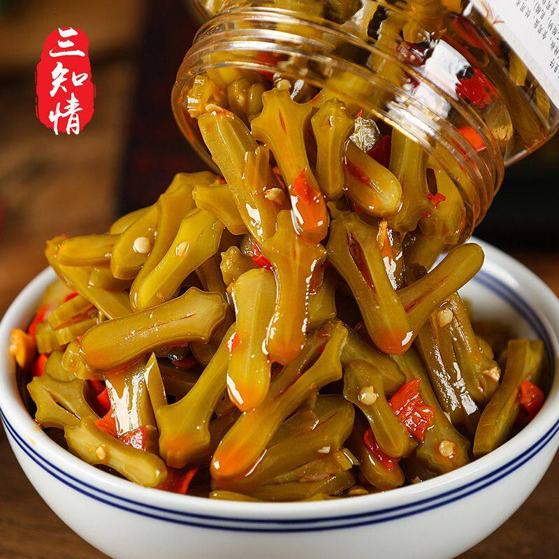 湖南剁椒刀豆下饭菜腌制酱菜咸菜酱瓜酸脆香辣刀豆辣椒酱湖南特产