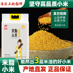 陕北正宗米脂小米5斤真空装米油厚月子米油小米杂粮黄小米小黄米