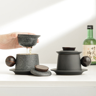 陶瓷泡茶杯茶水分离杯子侘寂杯家用高档个人专用喝茶杯办公室水杯