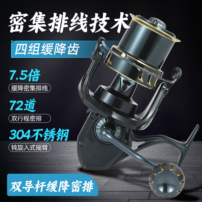 卡麦罗沙滩远投大物锚鱼纺车轮18000型全金属导杆麻花轴缓降密排