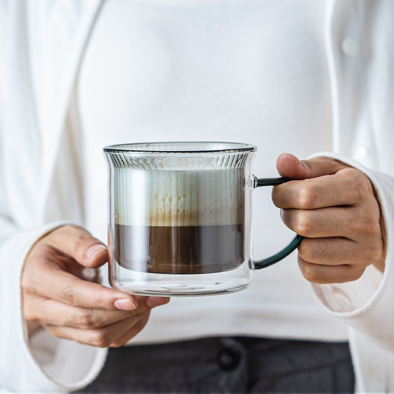 大容量加厚双层隔热玻璃咖啡杯耐热防爆耐高温马克杯办公室水杯子