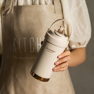 保温咖啡杯随行杯陶瓷内胆吸管水杯子便携高颜值女2023新款大容量