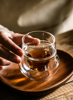 浓缩手冲咖啡杯品鉴杯闻香聚香双层玻璃杯耐高温防烫办公室分享杯