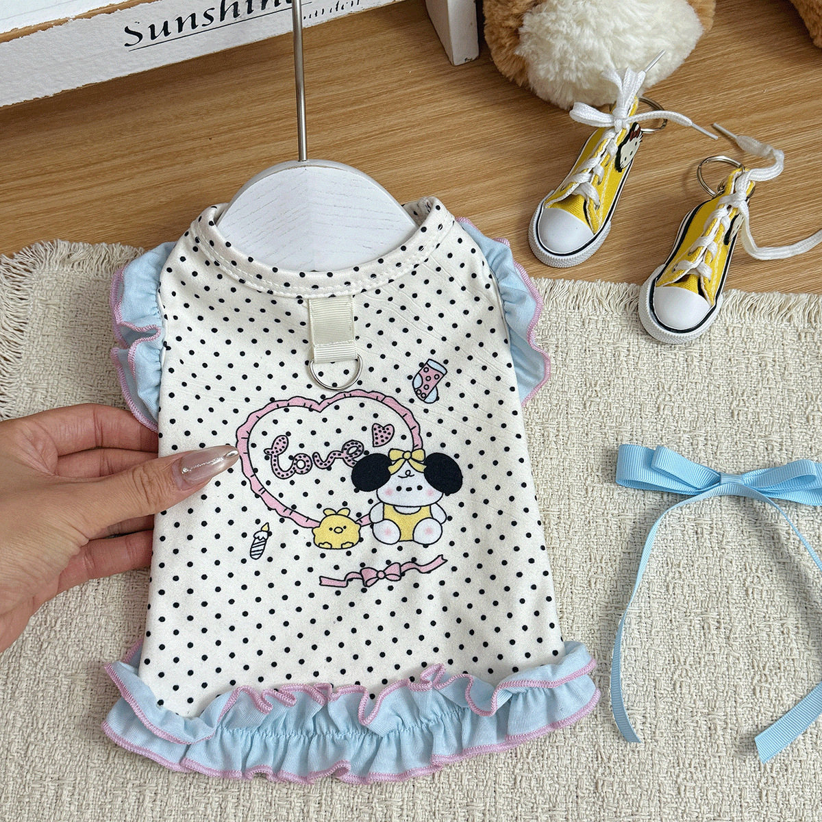 春秋款宠物衣服2025新款狗狗猫咪背心波点印花小型犬服装狗狗