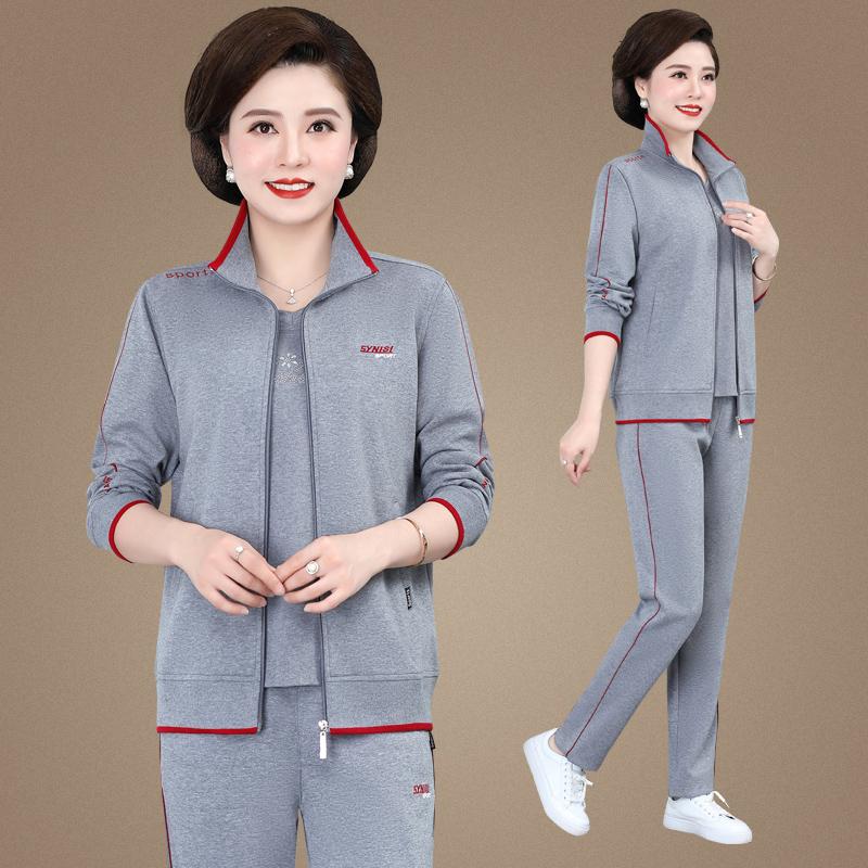 洋气宽松运动服套装女春秋三件套