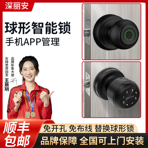 球形锁指纹锁木门通用型