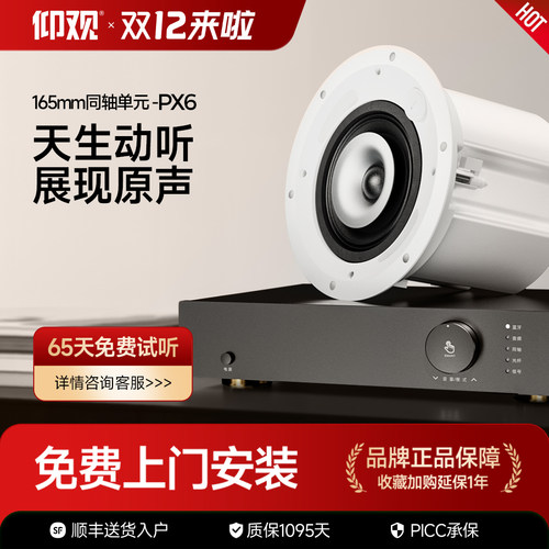 仰观SENDU声度PX6吸顶音箱嵌入式环绕家商用影院功放定向吊顶喇叭