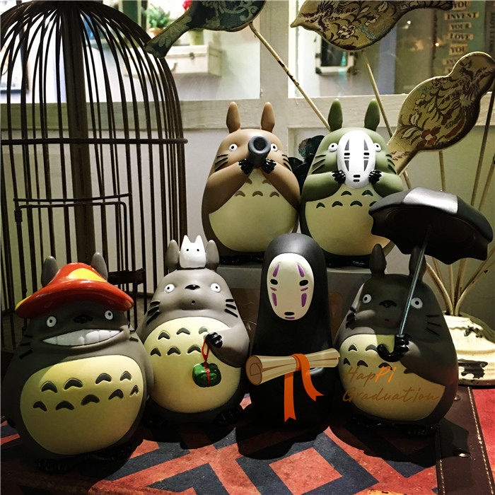 丌(pi)创意礼物 宫崎骏龙猫无脸男中号磨砂塑胶动漫公仔汽车摆件