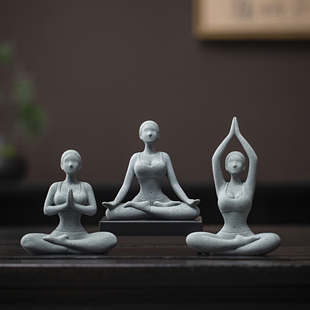创意瑜伽少女体式艺术造型人物工艺品摆件家居桌面瑜伽馆装饰品