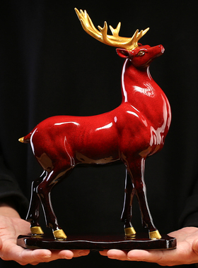 招财鹿客厅酒柜酒架装饰陶瓷摆件家居创意电视柜新房乔迁礼物玄关