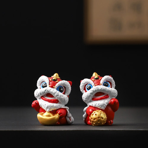 新中式国风招财进宝石狮子桌面办公桌装饰摆饰高级感小众生日礼物