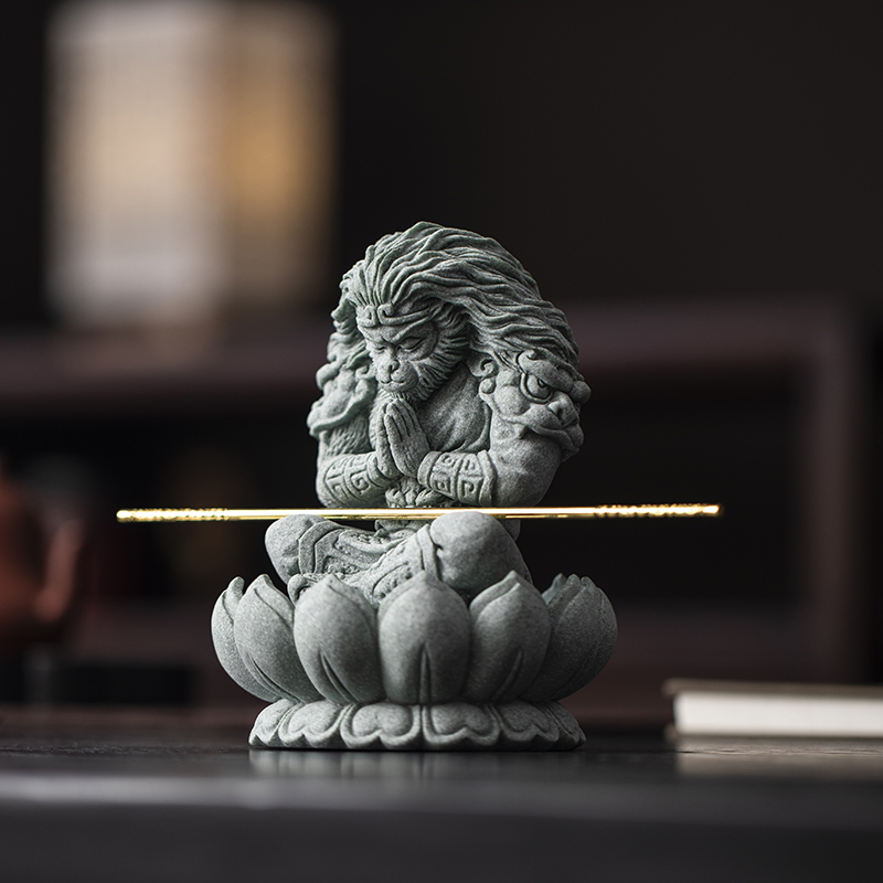 国风青砂石黑神话悟空金箍棒摆件齐天大圣家居办公室客厅桌面装饰