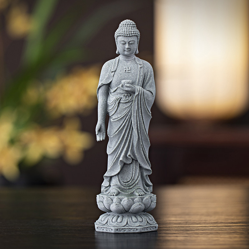 青砂石新中式禅意如来佛像摆件创意释迦摩尼家居装饰品造景工艺品