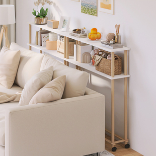 沙发后置物架床边窄款落地夹缝收纳架床尾窄缝超窄长条实木书架子