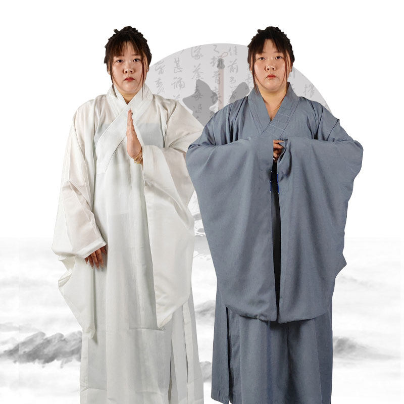 海清居士服女款白海青深灰海青禅修服大褂长衫青衣男春夏秋冬四季