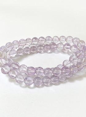 天然紫水晶多圈手链女款三圈饰品手串男淡紫色水晶生日礼物送女友