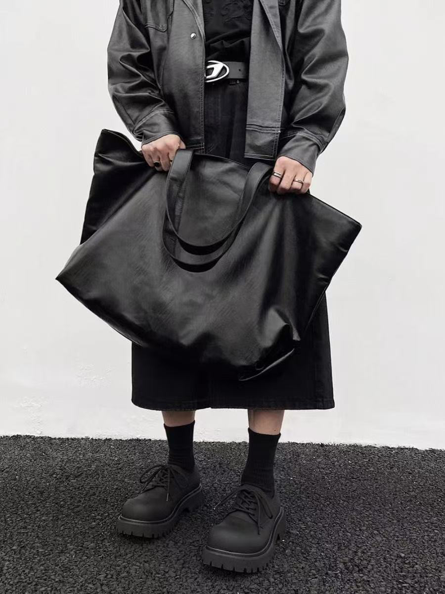 轻便软皮单肩男女手提袋短途旅行大容量休闲包原创通勤上课托特包