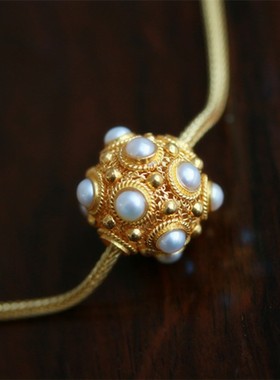 银镀金蜻蜓眼项链天然淡水珍珠