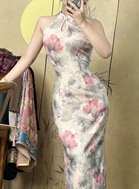 2025夏季新款高级烫金提花旗袍显瘦女裙子 泼墨淡原创自制新中式