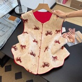 新款 新中式 国风喜庆马甲2026早春季 马夹坎肩背心小马印花上衣女