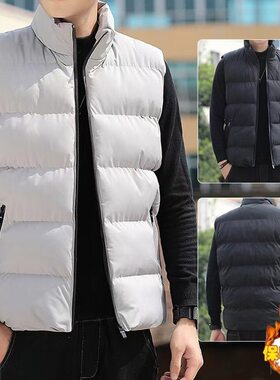 羽绒棉服马甲男士秋冬季户外宽松大码加厚保暖坎肩背心情侣款外套