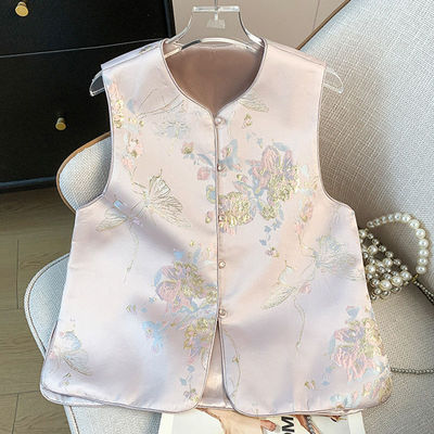 新款新中式马甲女款春季国风刺绣坎肩上衣古风马甲国风马甲马夹潮