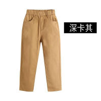 Khaki school uniform pants for primary school students, spring and autumn boys' casual girls' trousers, beige long pants for teenagers and children thumbnail 4