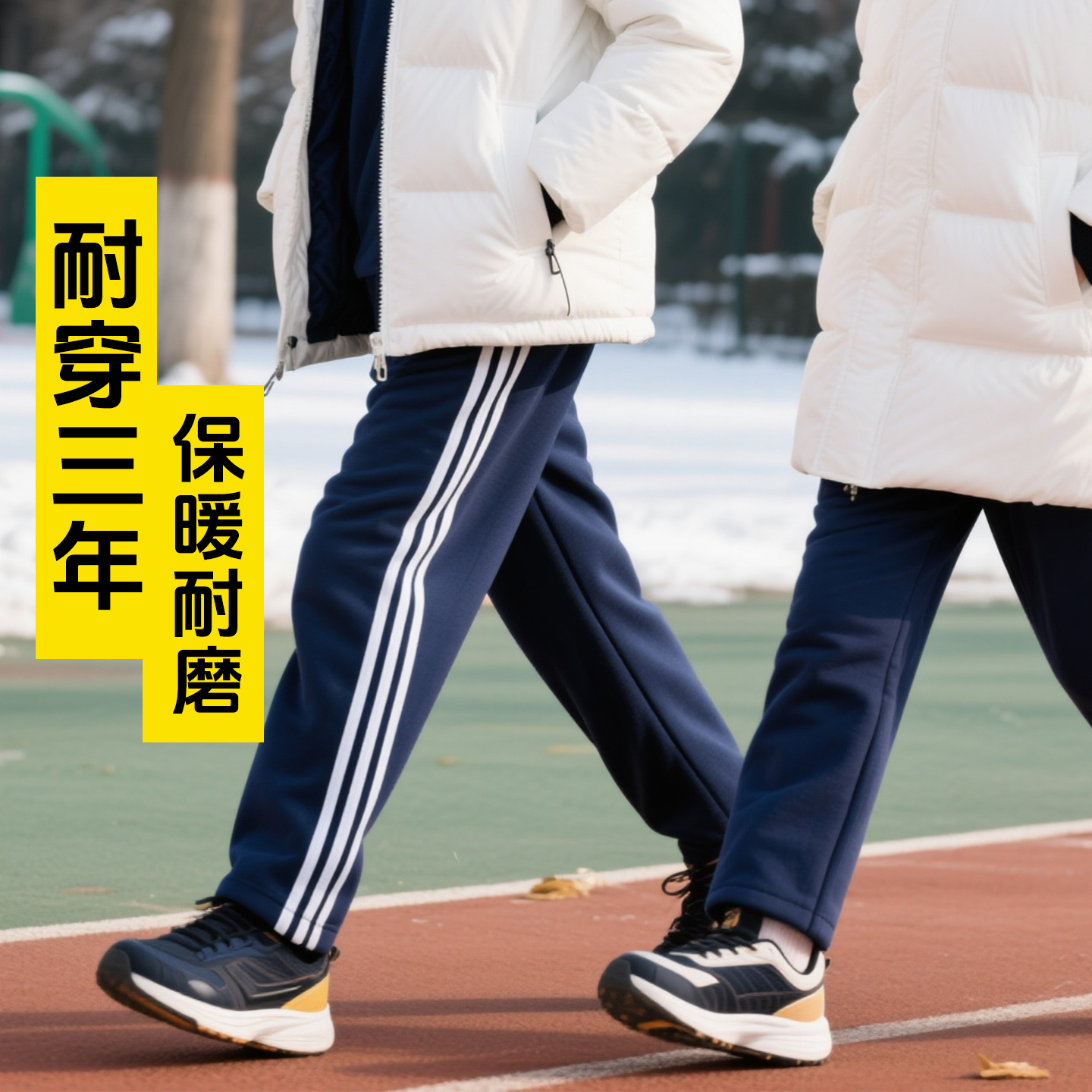 高中时校服裤同款三条杠保暖裤子